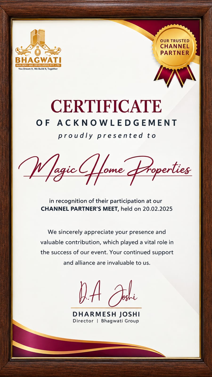 Trusted Channel Partner - Bhagwati Builders & Developers